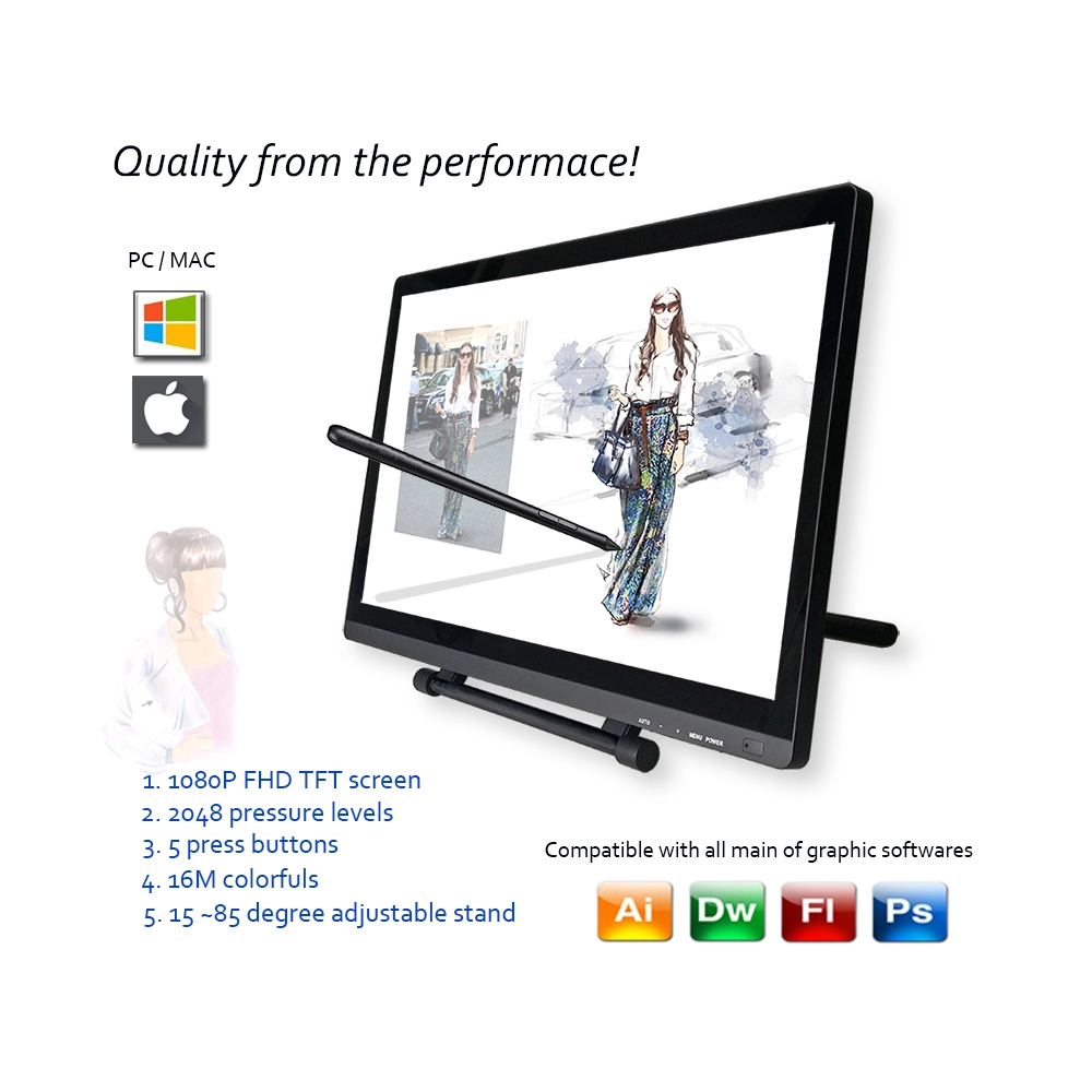 Best Selling 21.5 inch lcd graphics drawing pen tablet Monitor at wholesale price