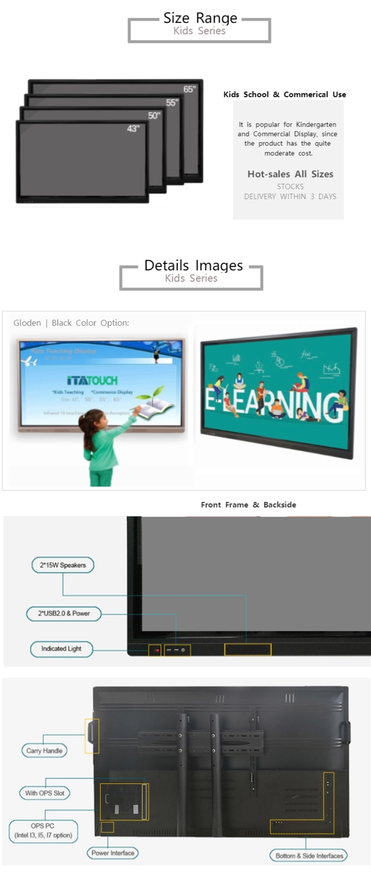 2020 Top 10 Interactive Display Cheap Price Flat Smart screen touch Board TV for Kids School
