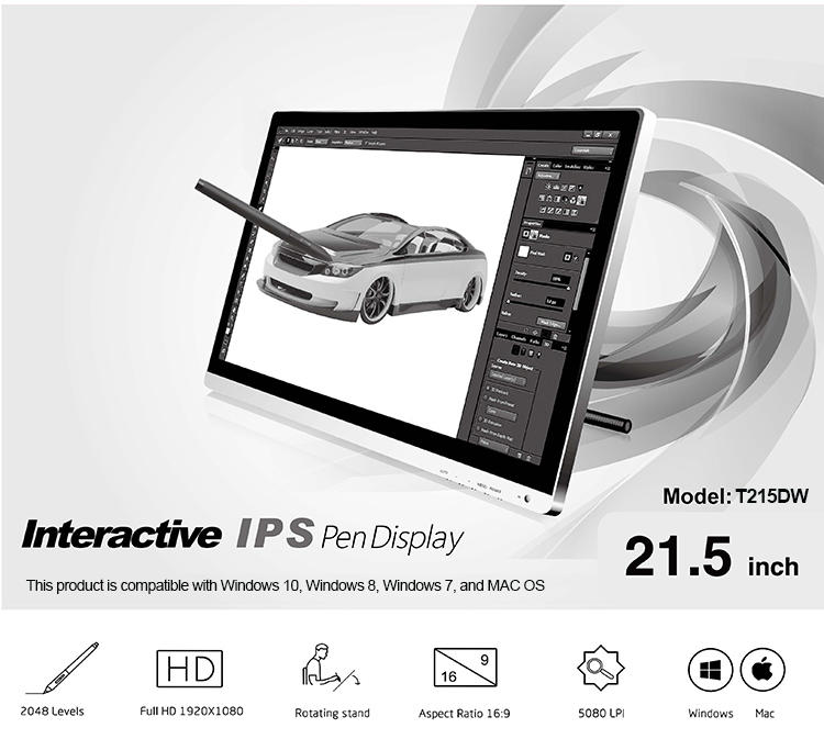 High Efficiency Drawing Tablet Touch Screen Dual Channel LVDS Graphic Tablet Monitor
