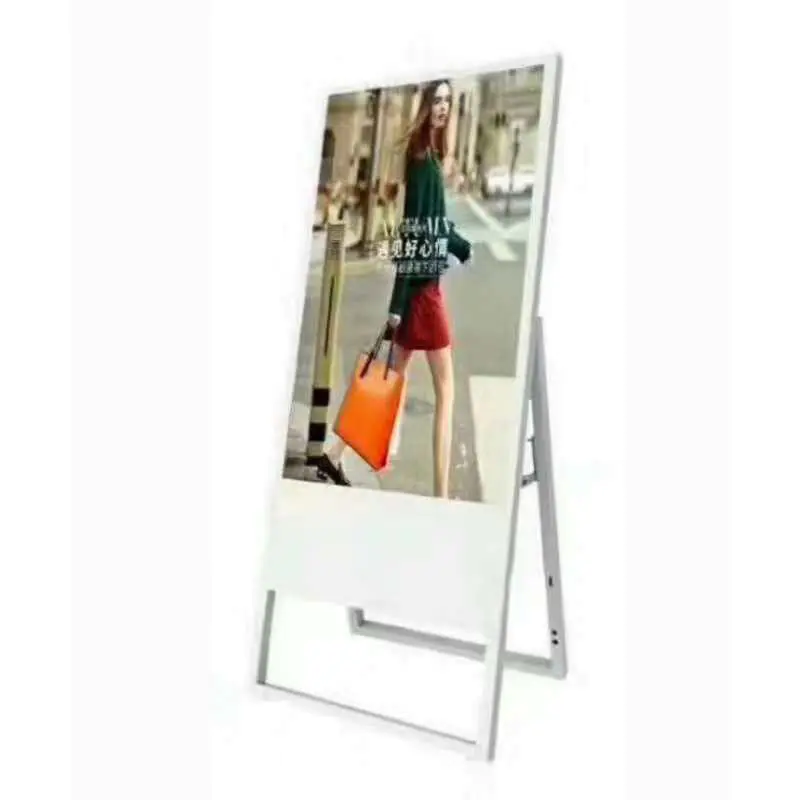 21.5 32 43 Inch 4K Portable Live Streaming Board Advertising Player Selfie Display With Stand Digital Black Sidewalk Sign Poster