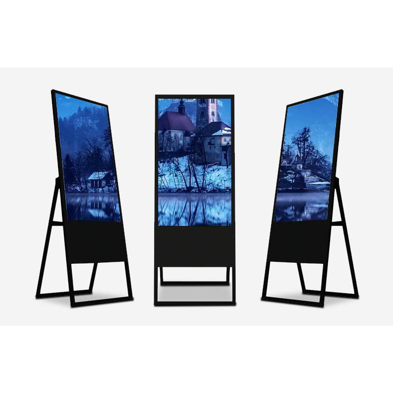 21.5 32 43 Inch 4K Portable Live Streaming Board Advertising Player Selfie Display With Stand Digital Black Sidewalk Sign Poster