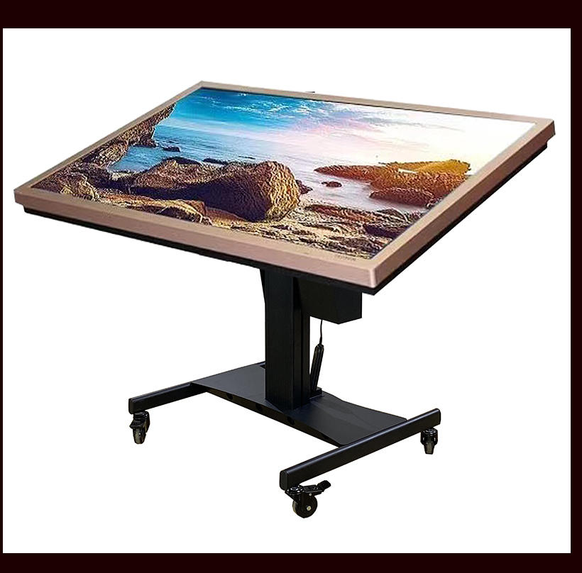 China Factory Wireless Electric Auto Lift Flip TV Cart Floor Standing Mobile TVs Motorized Monitor Stand