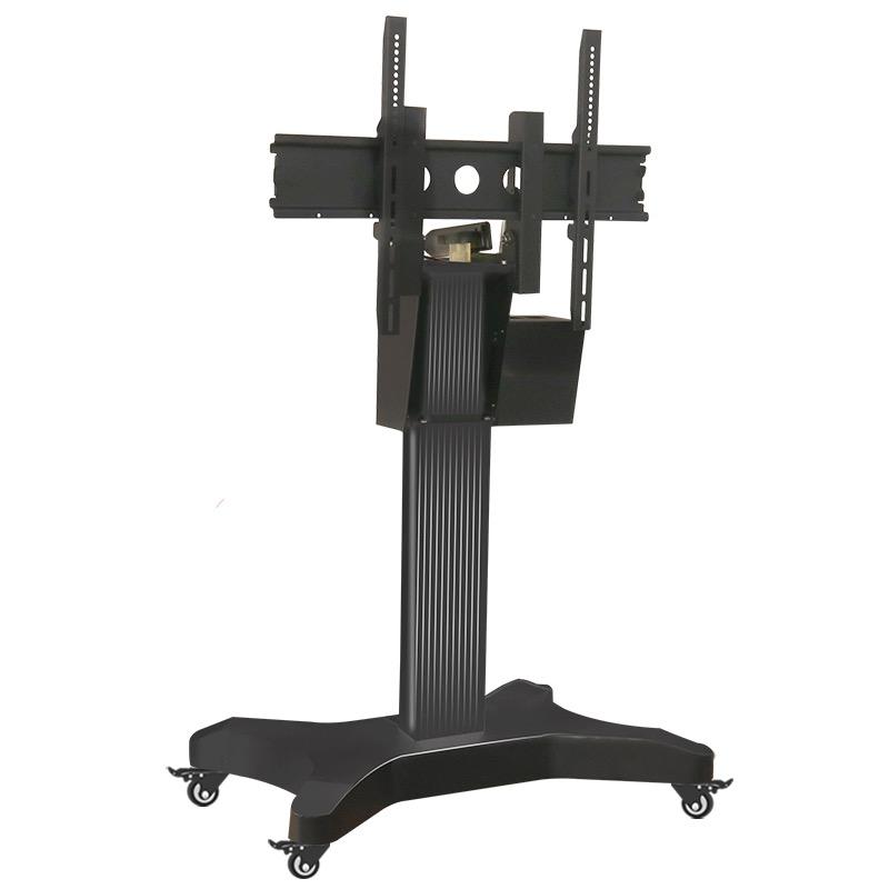 China Factory Wireless Electric Auto Lift Flip TV Cart Floor Standing Mobile TVs Motorized Monitor Stand