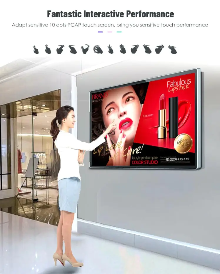 Ultra thin wall mount digital signage display indoor advertising screen