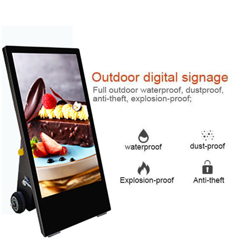 Customized 43 inch Portable Digital Signage Battery Outdoor Airport Advertising Display Touch Screen Kiosk