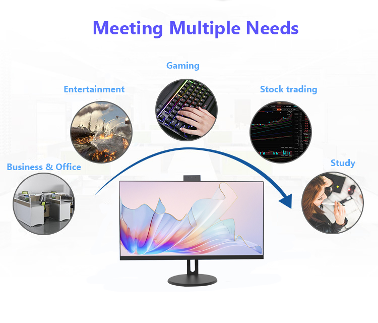 Factory High Quality 1080P All In One Computer 23.8" 27"  Desk  AIO Monitor Lifting Stand Computer monitor