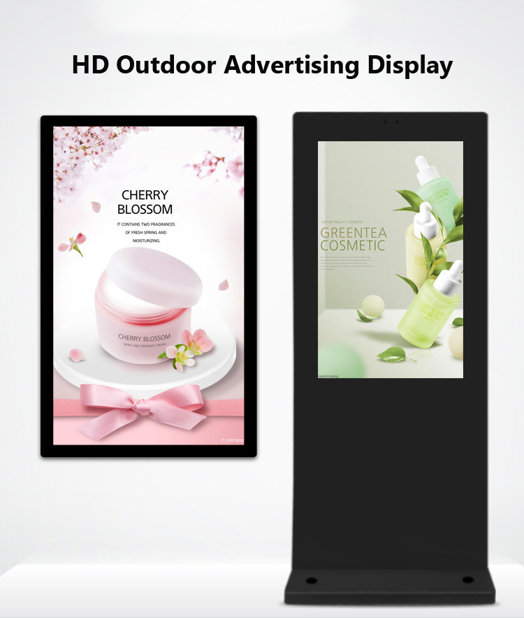 IP55 IP65 Outdoor Advertising Display 2500Nits Brightness LCD Advertising Display 75inch Floor Stand Outdoor Poster